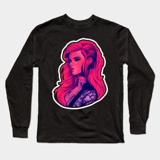 Pink cyberpunk female Long Sleeve T-Shirt